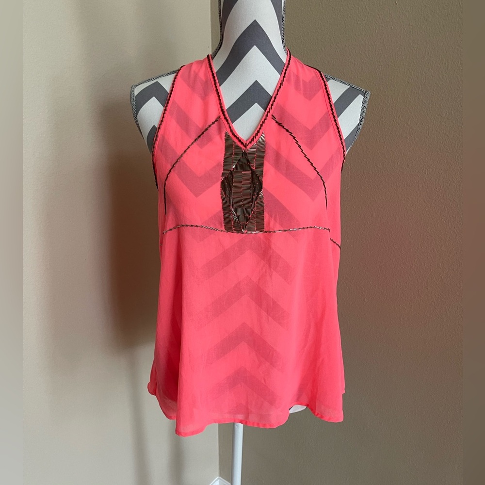 Beaded Sheer Tank Top - Size: Small